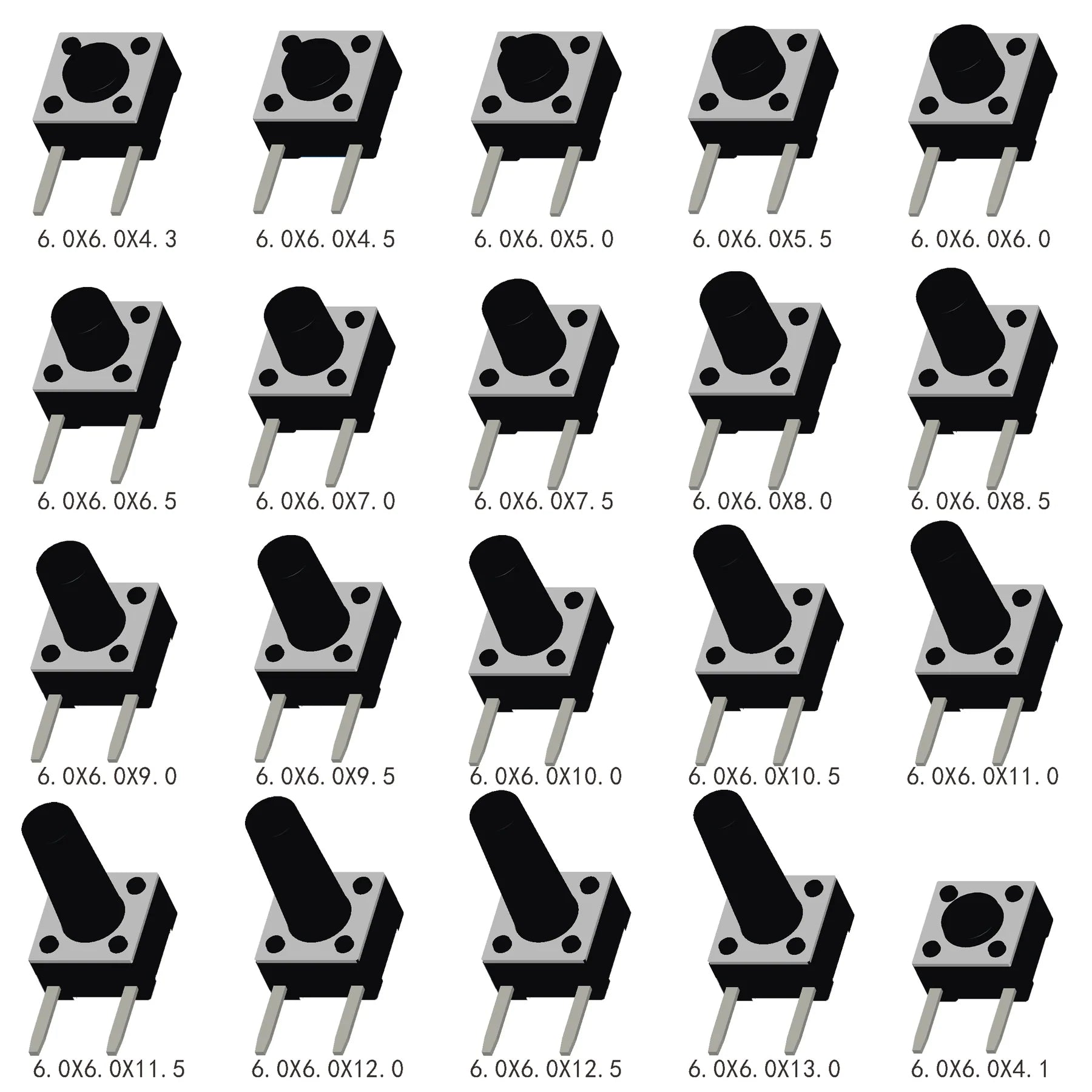 Two Time Button Pin New Product - Two Pin Tactile Buttons - 50 Pack — PMD Way