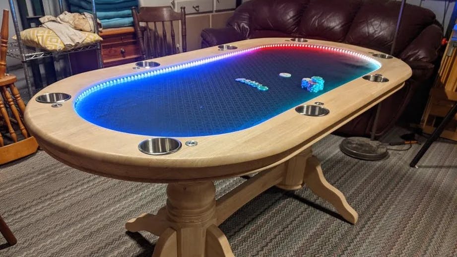 This DIY Poker Table Uses RGB LEDs to Dictate the Flow of the Game