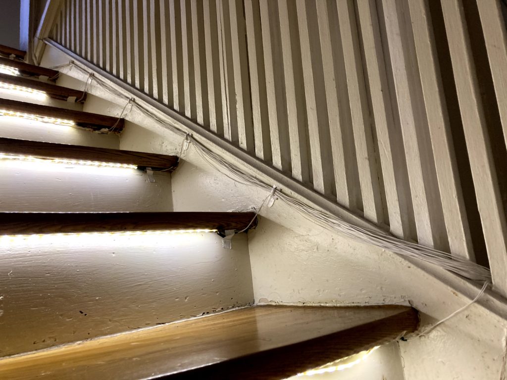 Cascading LED stair lights prevent late night tumbles — and put on a show during parties