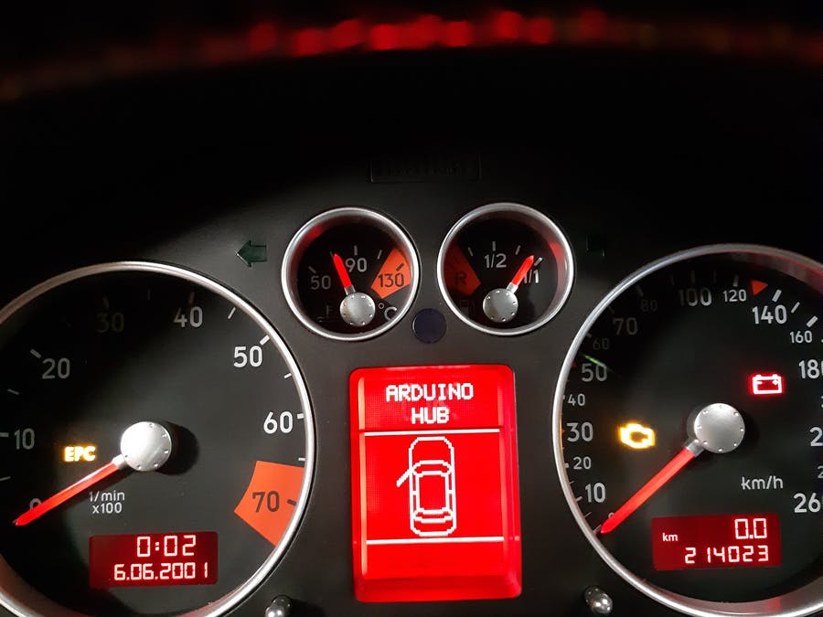 2002 Audi TT dashboard gets a digital speedometer upgrade with a custom CAN bus shield
