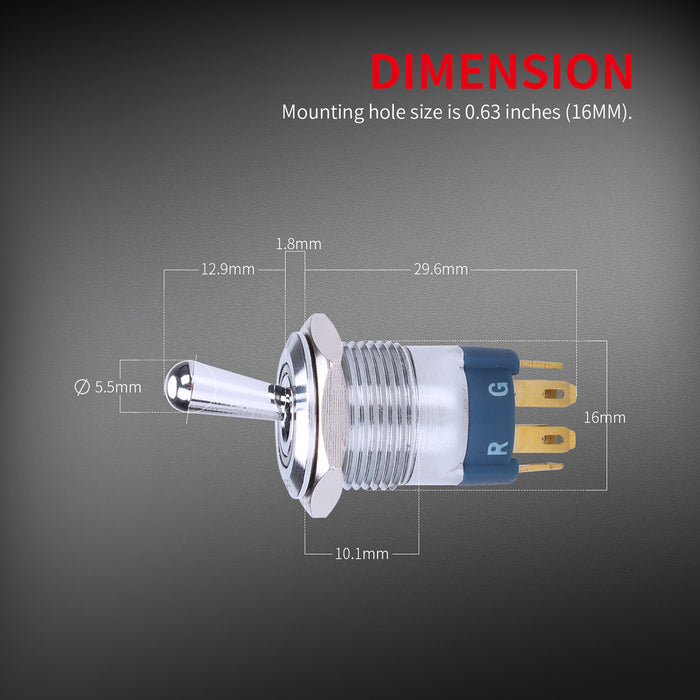 16mm Toggle Switch IP67 with RGB LED from PMD Way with free delivery