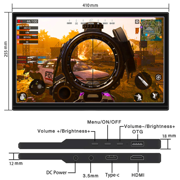 17.3" HDMI USB-C Portable Monitor from PMD Way with free delivery