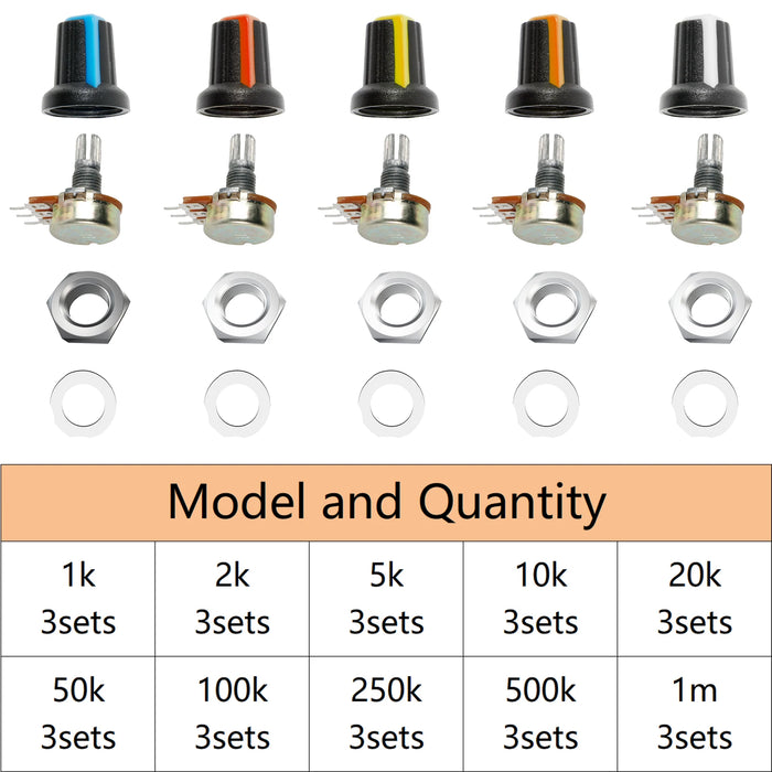 Assorted Linear Potentiometers - 30 Pack from PMD Way with free delivery