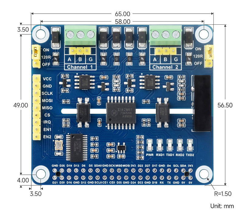 Isolated RS485 Expansion HAT for Raspberry Pi from PMD Way with free delivery