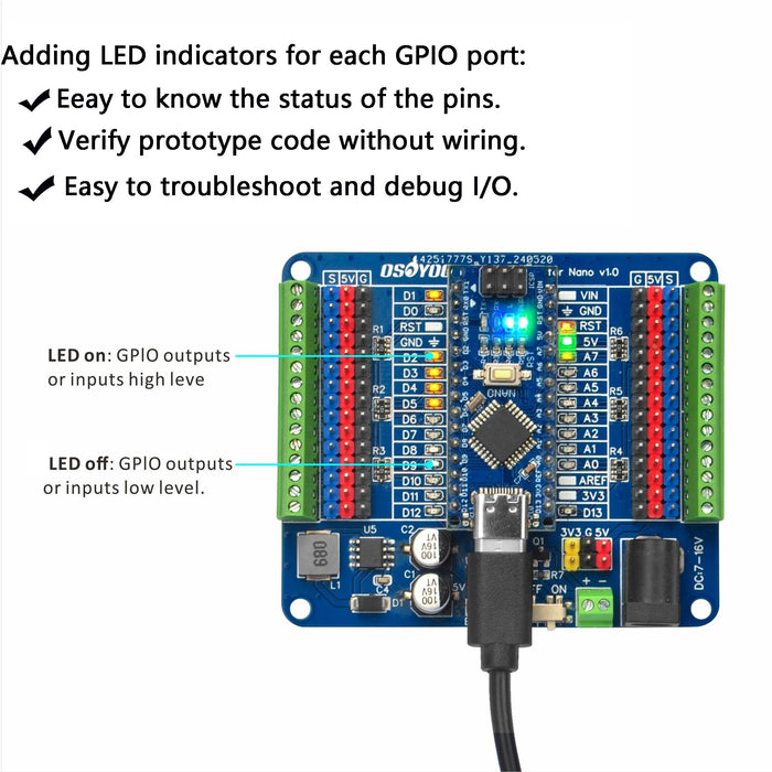 Expansion Shield for Arduino Nano-compatibles with Status LEDs — PMD Way