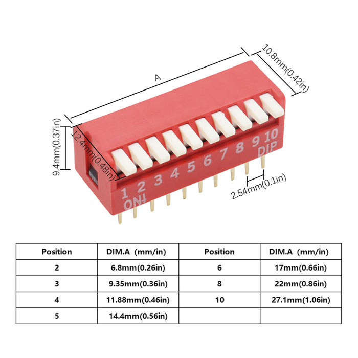 Piano Style DIP Switches - 5 Pack from PMD Way with free delivery