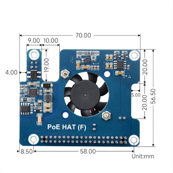 802.3af/at PoE Power over Ethernet HAT for Raspberry Pi 5