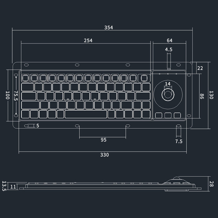 Rugged Industrial Keyboard with Trackball or Trackpad from PMD Way with free delivery