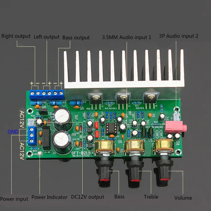 TDA2050+TDA2030 2.1 Integrated Amplifier Board with subwoofer output from PMD Way with free delivery