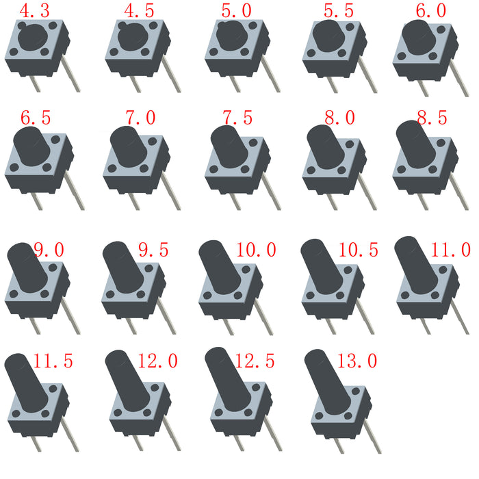 2 Pin Keypad Button Two Pin Tactile Buttons - 50 Pack — PMD Way