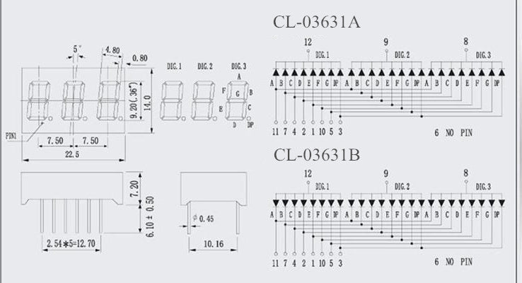 0.36" 7 Segment LED Display Modules