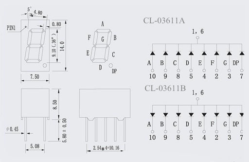 0.36" 7 Segment LED Display Modules