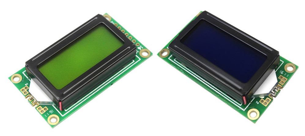 0802 Character LCD Modules in yellow green or white on blue from PMD Way with free delivery worldwide