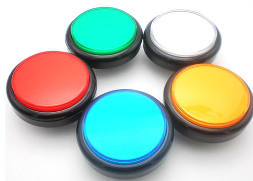 Huge 100mm Illuminated Flat Arcade Buttons in five colors from PMD Way with free delivery worldwide