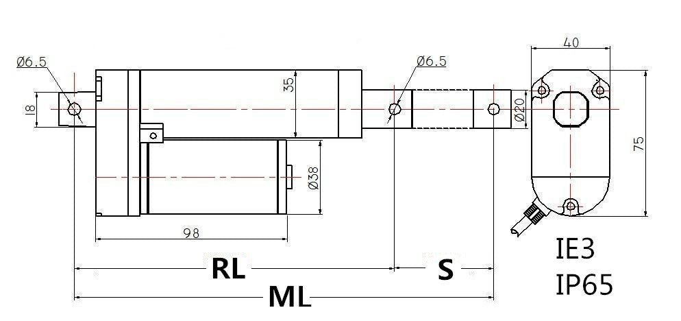 100mm 1500N Heavy Duty 12V DC Linear Actuator from PMD Way with free delivery worldwide