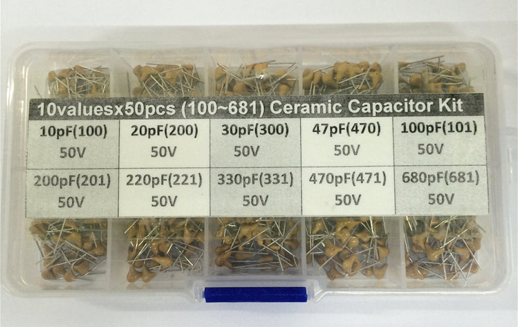10pF to 680 pF 50V Monolithic Capacitor Kit - 1500 Pieces — PMD Way