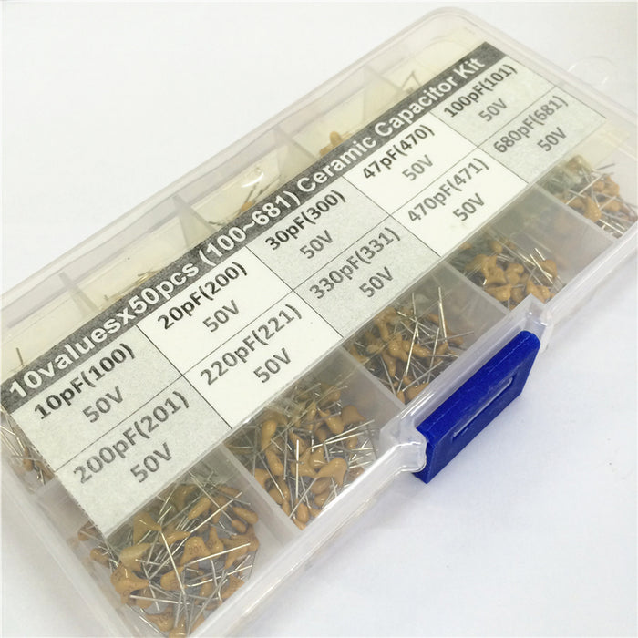 Great value 10pF to 680pF 50V Monolithic Capacitor Kit with 500 Pieces from PMD Way with free delivery worldwide