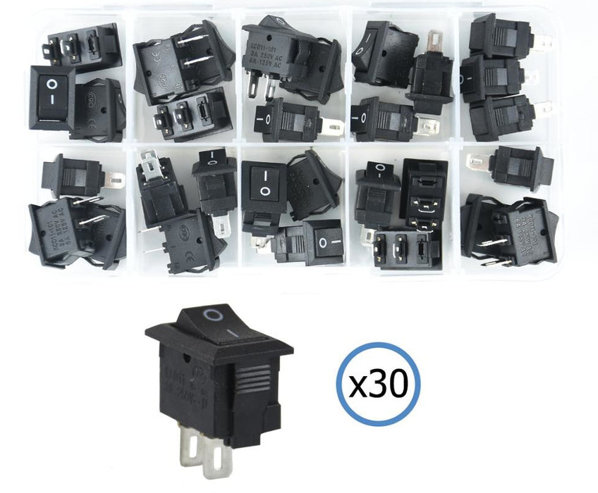 10 x 15mm SPST 3A 250V Rocker Switch - 30 Pack from PMD Way with free delivery worldwide