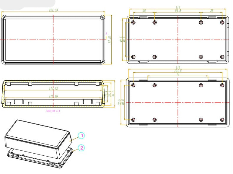 Plastic Electronics Project Box - 121 x 58 x 32 mm - Various Colors from PMD Way with free delivery worldwide