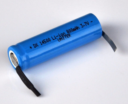 800mAh 14500 3.7V Rechargeable Lithium Ion Batteries - Solder Tabs from PMD Way with free delivery worldwide