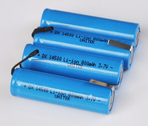 800mAh 14500 3.7V Rechargeable Lithium Ion Batteries - Solder Tabs from PMD Way with free delivery worldwide