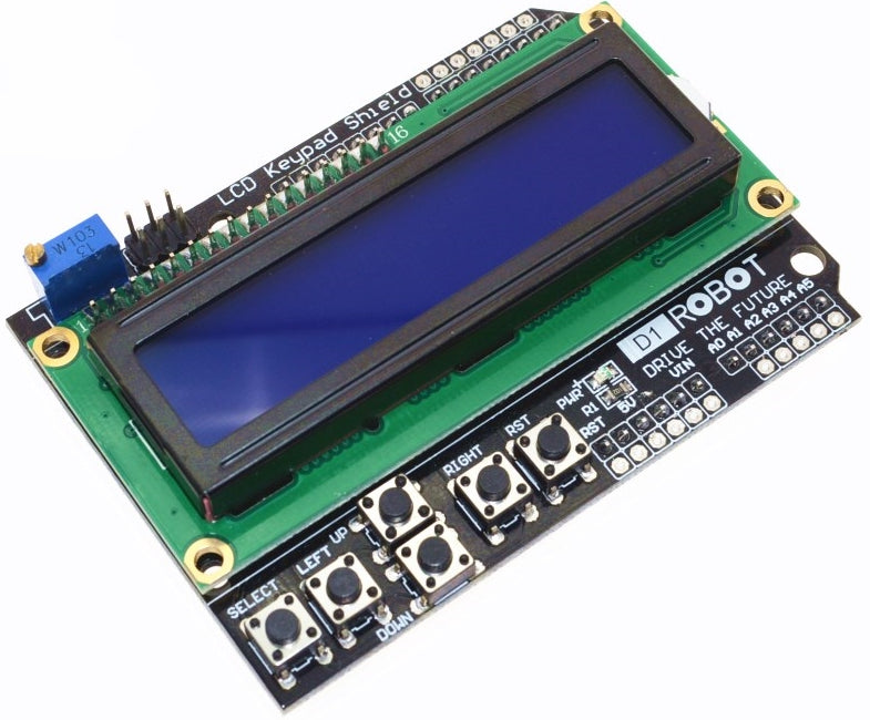 Great value TEN PACK of 16x2 Character LCD Shields for Arduino - White on Blue from PMD Way with free delivery, worldwide