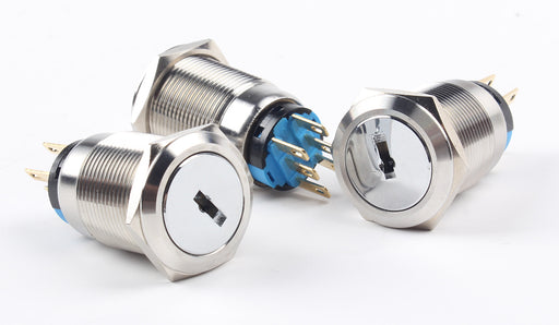 19mm IP67 Brass Chrome Key Switches from PMD Way with free delivery worldwide