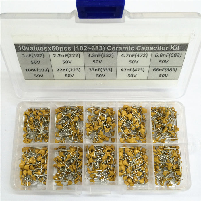Great value 1nF to 68nF 50V Monolithic Capacitor Kit with 500 Pieces from PMD Way with free delivery worldwide