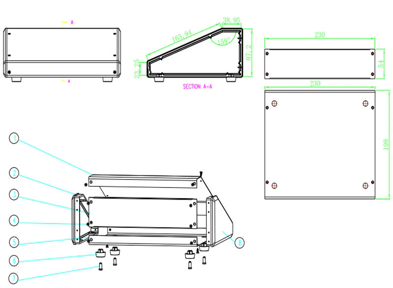 Sloped Metal Instrument Case 200 x 90 x 230mm from PMD Way with free delivery worldwide