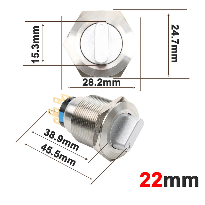 22mm Illuminated Metal Waterproof Rotary Switch - Momentary from PMD Way with free delivery worldwide