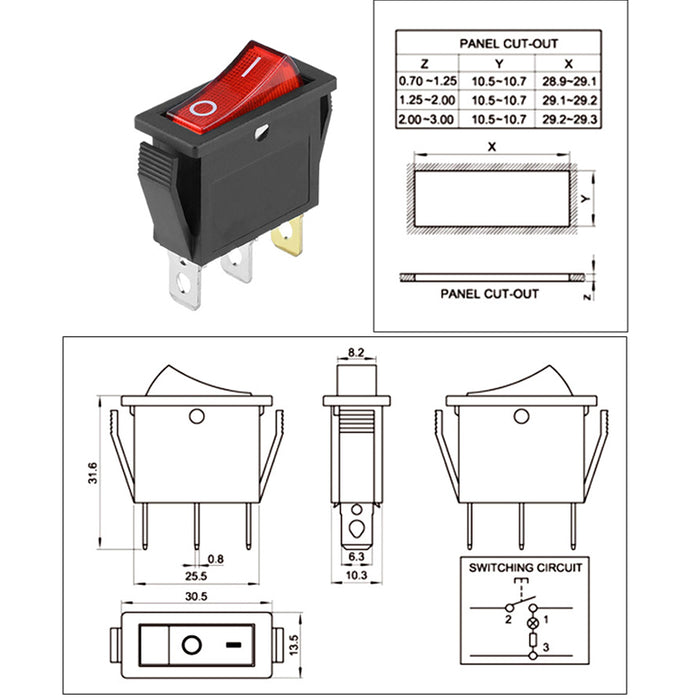 8 Blade Rocker Switch 25 x 8mm Rocker Switches - Various Types — PMD Way