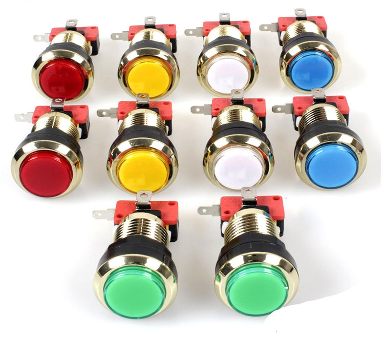 Button Size Led 30mm Gold Plated Illuminated LED Buttons - 10 Pack — PMD Way