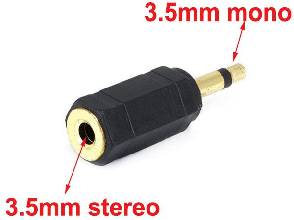 3.5mm Stereo Socket to 3.5mm Mono Plug Adaptor - Five Pack