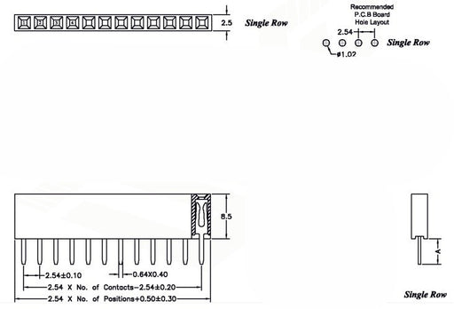 40x1 Pin Female Header Strip - 100 Pack from PMD Way with free delivery worldwide