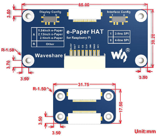 5.83" 600x448 Three Color ePaper eInk Display for Raspberry Pi 3/2 and Zero from PMD Way with free delivery worldwide