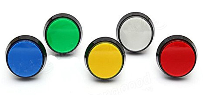60mm Flat Illuminated Arcade Buttons in packs of five from PMD Way with free delivery worldwide