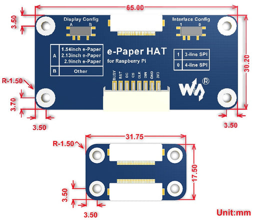 7.5" 640x384 Three Color ePaper eInk Display for Raspberry Pi 3 and Zero from PMD Way with free delivery worldwide