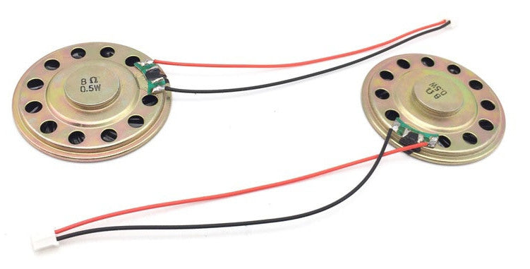 Prewired 8 Ohm 0.5 Watt 50mm Speakers in packs of two from PMD Way with free delivery worldwide