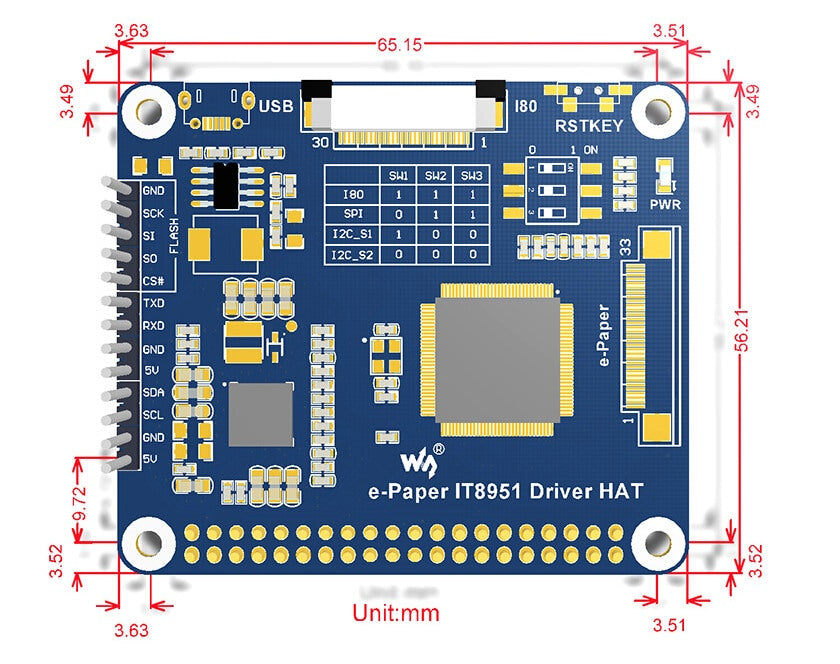 High Resolution 6" 800x600 ePaper eInk Display + HAT for Raspberry Pi from PMD Way with free delivery worldwide