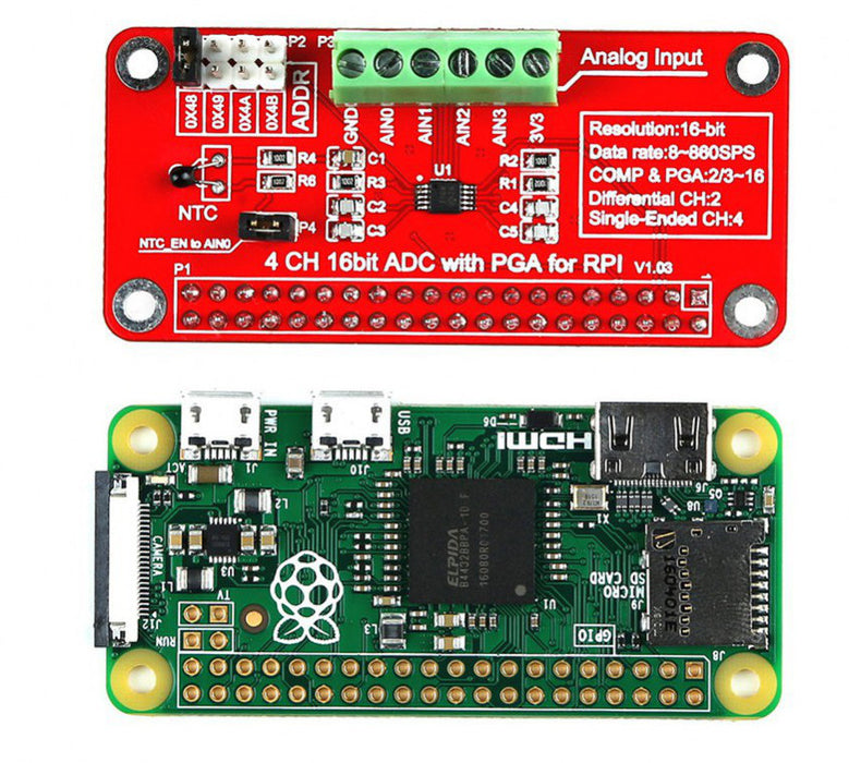 Adc Raspberry Pi ADS1115 Four-channel ADC pHAT for Raspberry Pi 3/2 Model B/B+/Zero ...