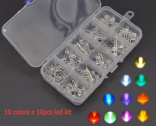 Assorted 5mm Clear LED Kit - 100 Pack from PMD Way with free delivery worldwide