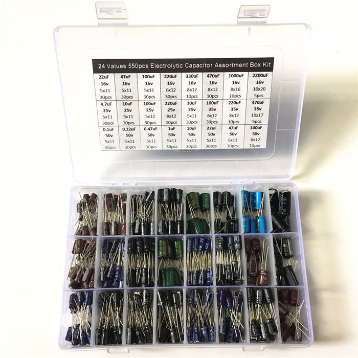 Incredible value with this Assorted Electrolytic Capacitor Kit - 550 Pieces from PMD Way with free delivery worldwide