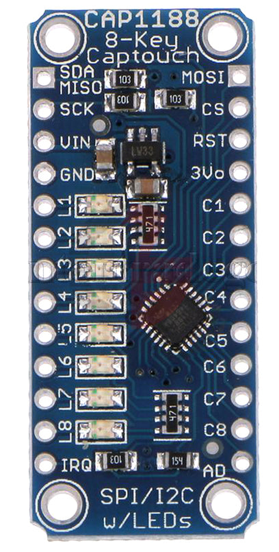 CAP1188 I2C SPI 8-Key Capacitive Touch Sensor Breakout Board — PMD Way