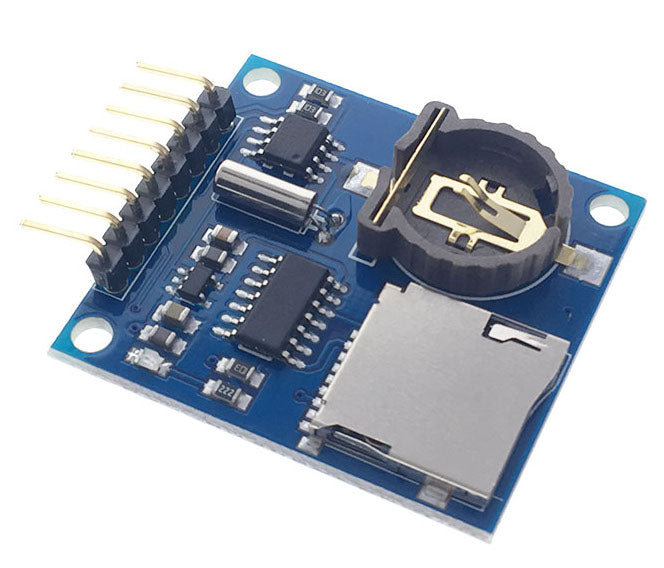 Real time clock and micro SD card breakout combined in the Compact Data Logging Module from PMD Way with free delivery worldwide