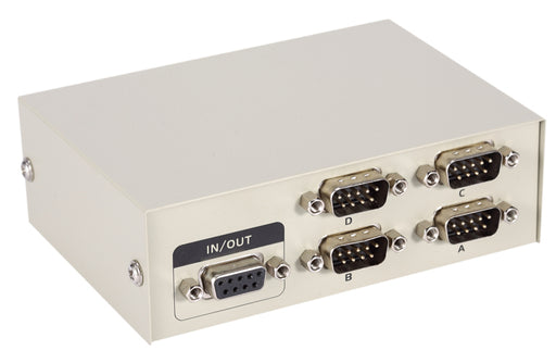 Easily share RS232 devices using the four port DB9 Switch Box from PMD Way with free delivery worldwide