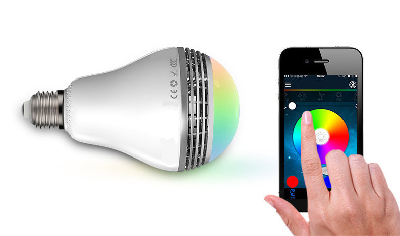 Control lighting and play audio using E27 Smart Colorful Light Bulb 5W Bluetooth Speaker from PMD Way with free delivery worldwide
