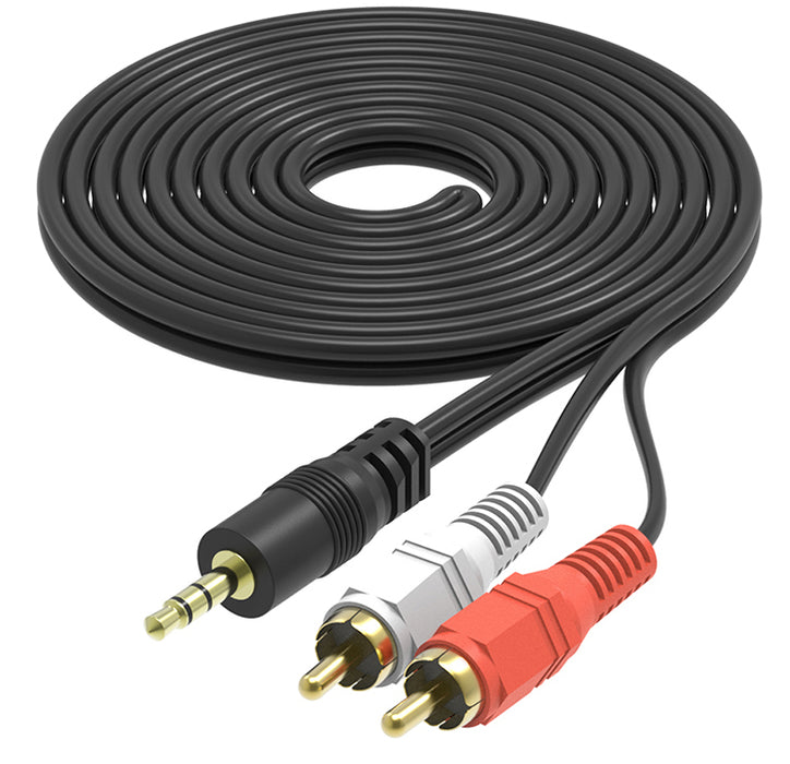 Quality Gold-Plated  3.5mm Stereo Plug to twin RCA Male Plugs from PMD Way with free delivery worldwide