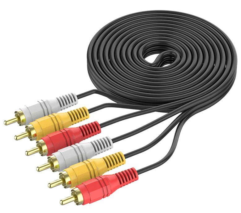 Quality Gold Plated Triple RCA Male to Male Composite Audio Video Cables from PMD Way with free delivery worldwide