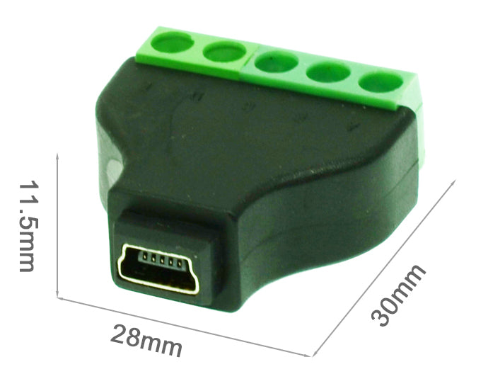 Mini USB Socket to Terminal Block