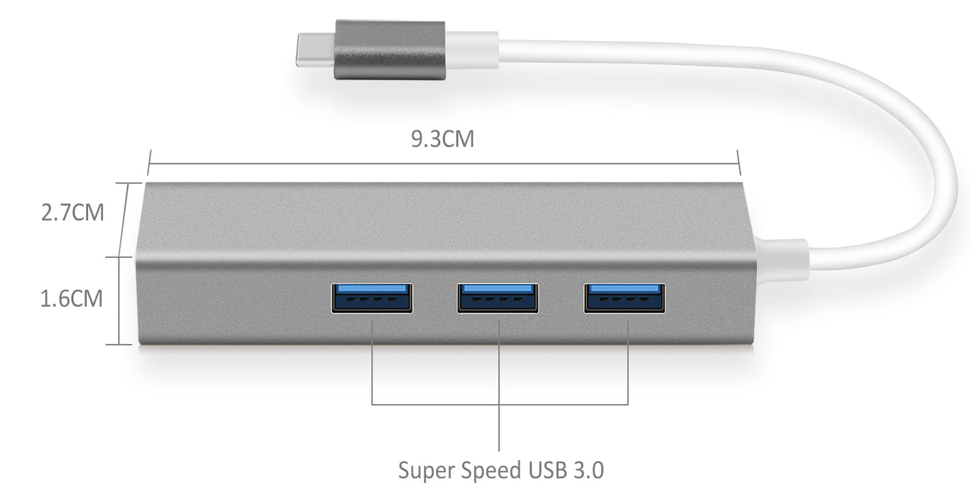 Add more USB sockets and Gigabit Ethernet to your Macbook or new PC with the Portable USB C Hub with Gigabit Ethernet from PMD Way with free delivery worldwide